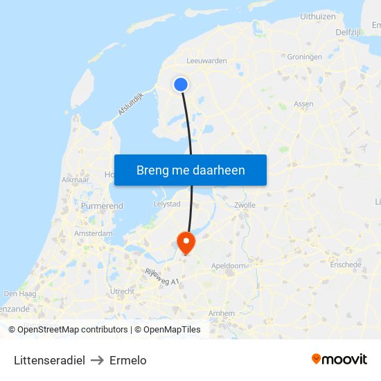 Littenseradiel to Ermelo map