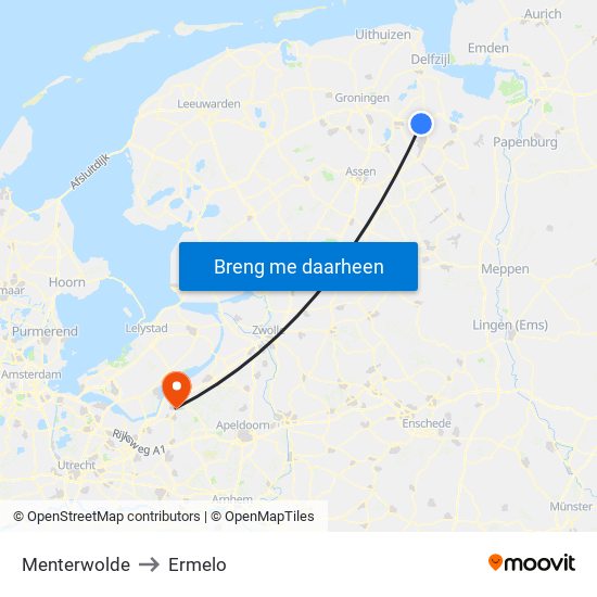 Menterwolde to Ermelo map