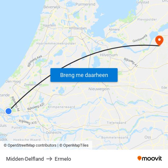 Midden-Delfland to Ermelo map