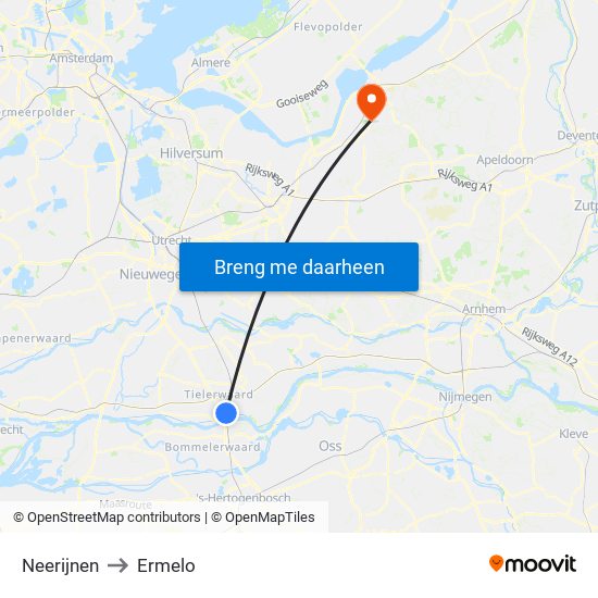 Neerijnen to Ermelo map