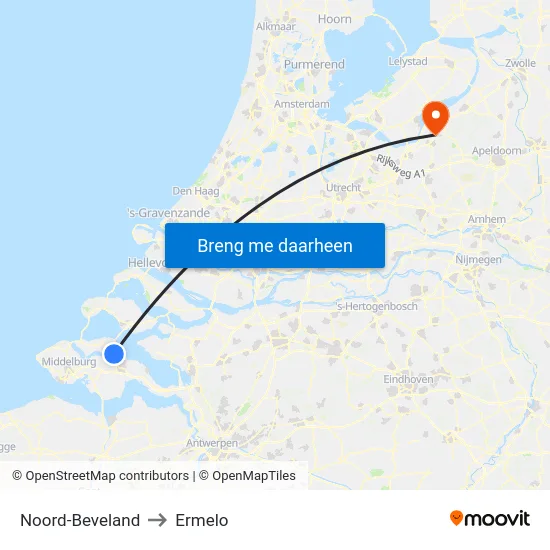 Noord-Beveland to Ermelo map