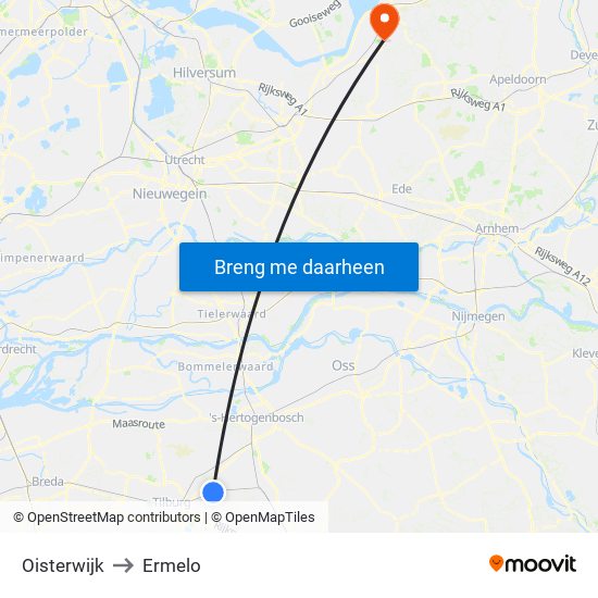 Oisterwijk to Ermelo map