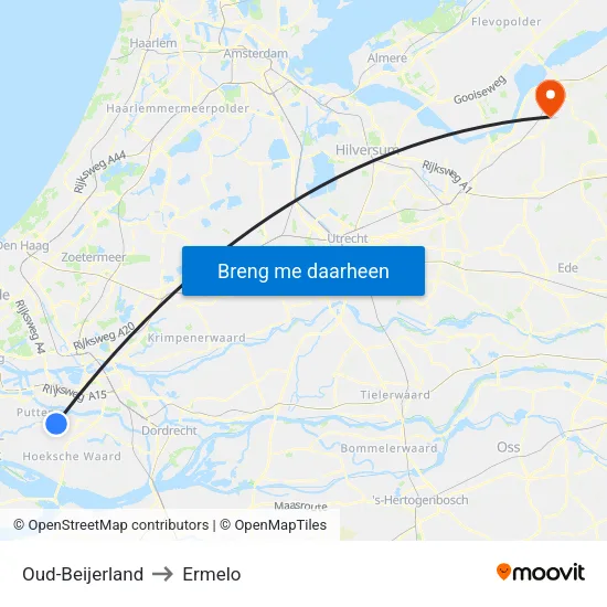 Oud-Beijerland to Ermelo map