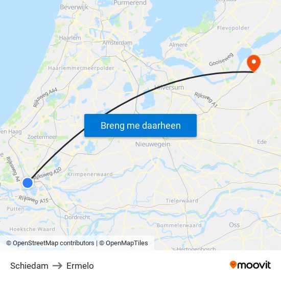 Schiedam to Ermelo map