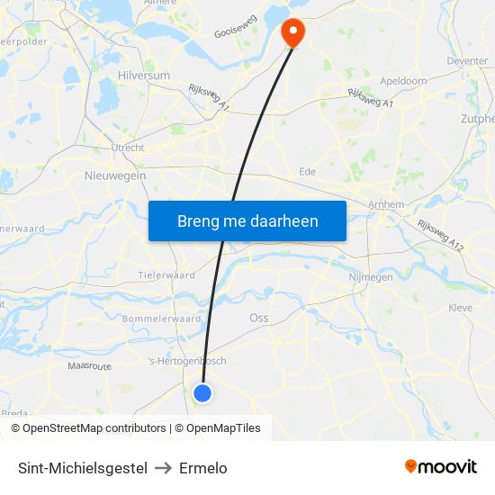 Sint-Michielsgestel to Ermelo map