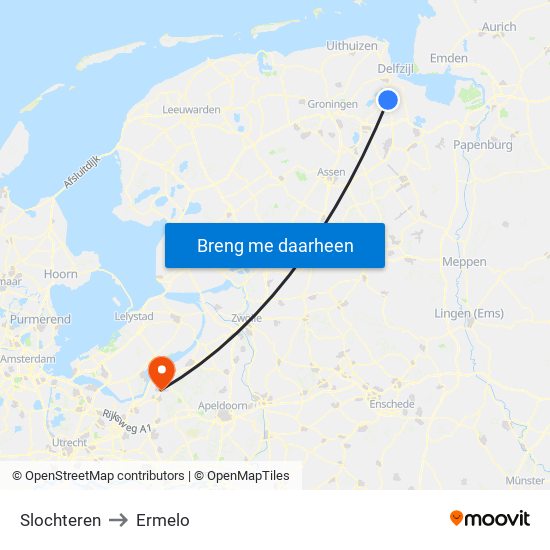 Slochteren to Ermelo map