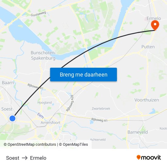 Soest to Ermelo map