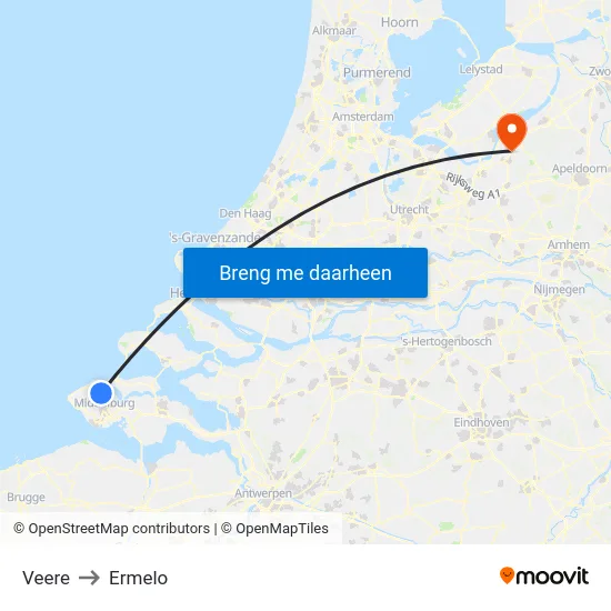 Veere to Ermelo map