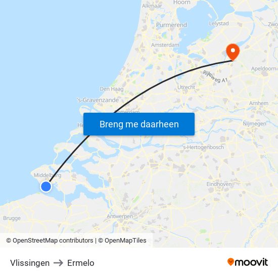 Vlissingen to Ermelo map