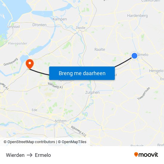 Wierden to Ermelo map