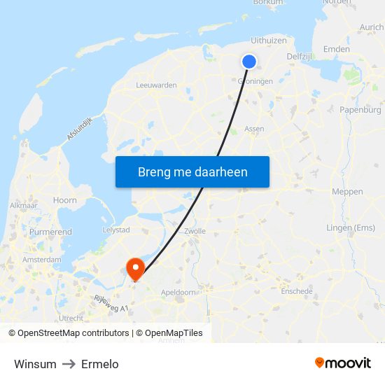 Winsum to Ermelo map