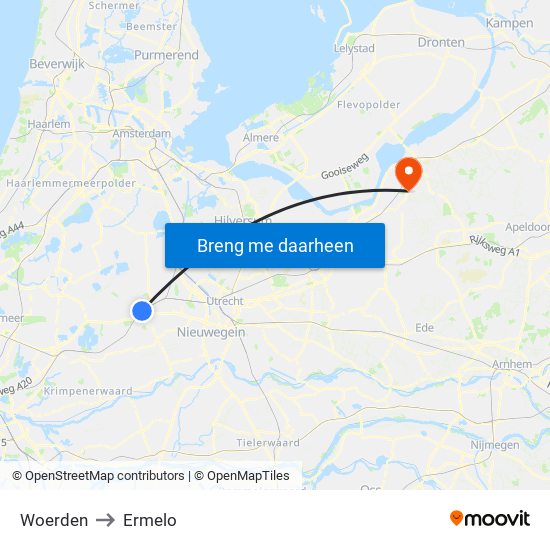 Woerden to Ermelo map
