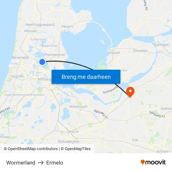 Wormerland to Ermelo map