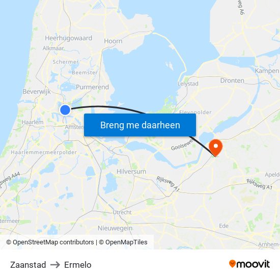 Zaanstad to Ermelo map