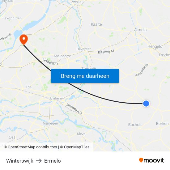 Winterswijk to Ermelo map