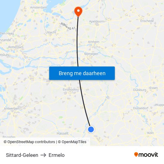 Sittard-Geleen to Ermelo map