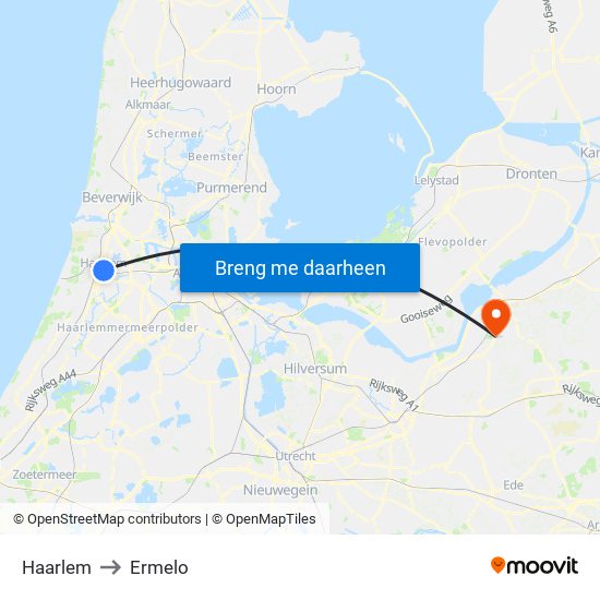 Haarlem to Ermelo map