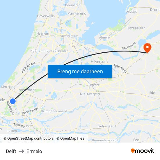 Delft to Ermelo map