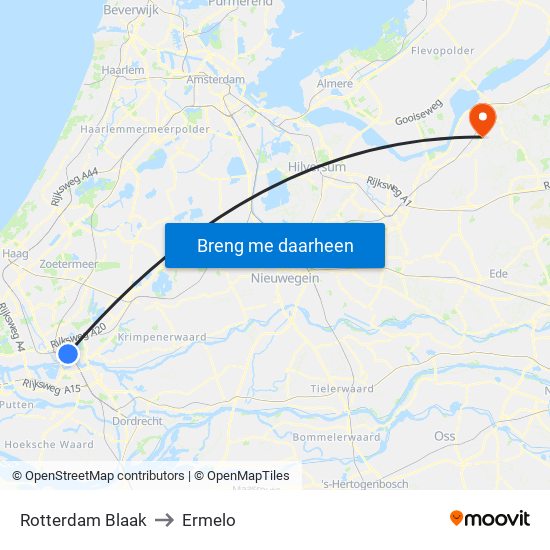 Rotterdam Blaak to Ermelo map