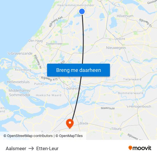 Aalsmeer to Etten-Leur map