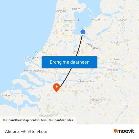 Almere to Etten-Leur map