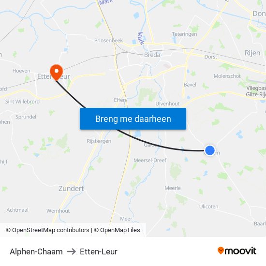 Alphen-Chaam to Etten-Leur map