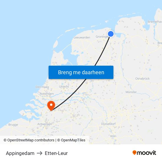 Appingedam to Etten-Leur map