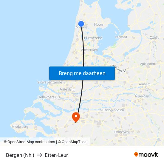 Bergen (Nh.) to Etten-Leur map