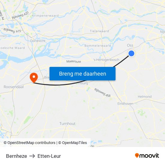 Bernheze to Etten-Leur map