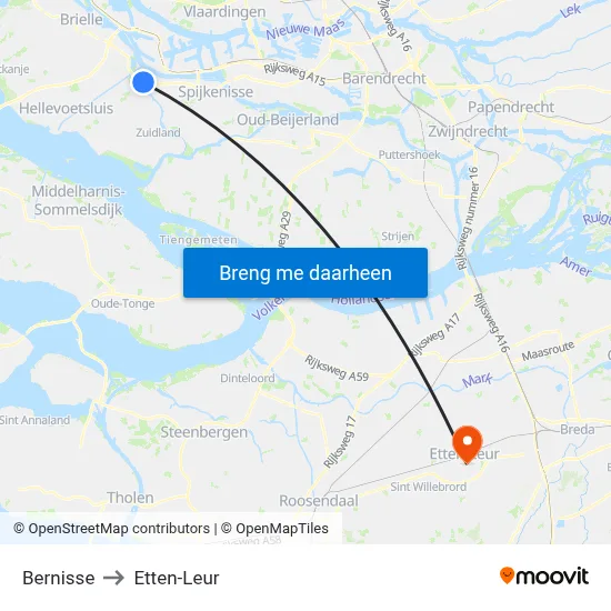 Bernisse to Etten-Leur map