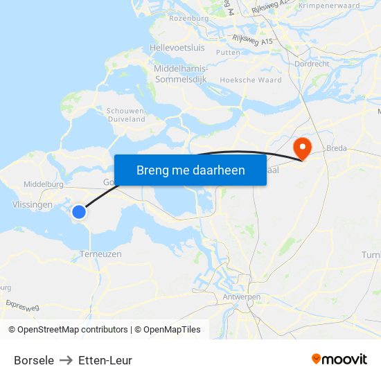 Borsele to Etten-Leur map