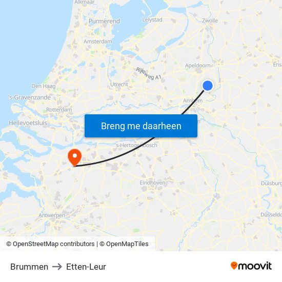 Brummen to Etten-Leur map