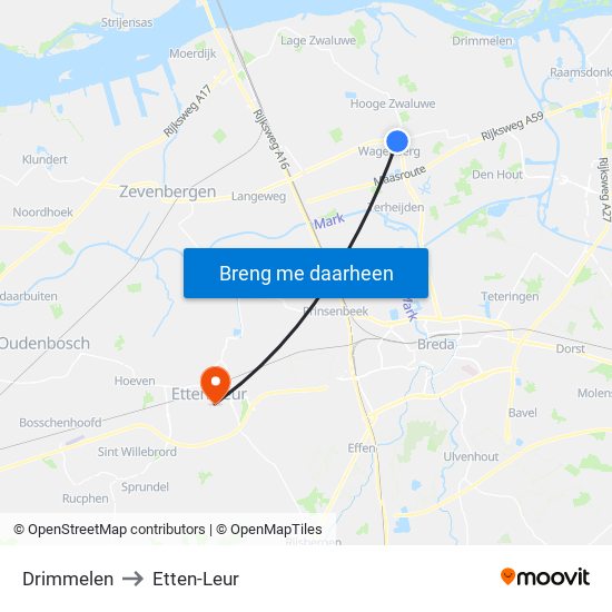 Drimmelen to Etten-Leur map