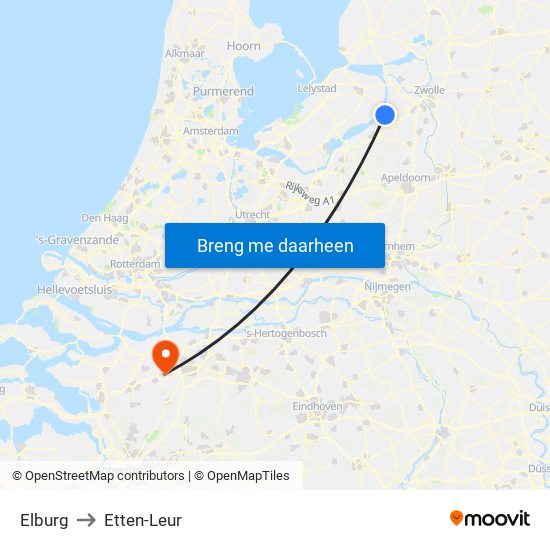 Elburg to Etten-Leur map