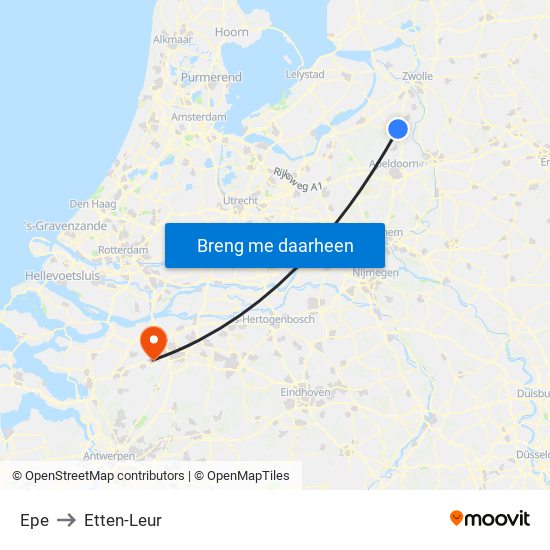 Epe to Etten-Leur map