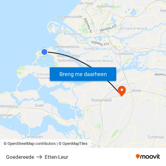 Goedereede to Etten-Leur map