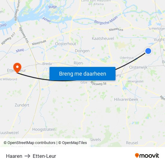 Haaren to Etten-Leur map