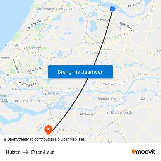 Huizen to Etten-Leur map