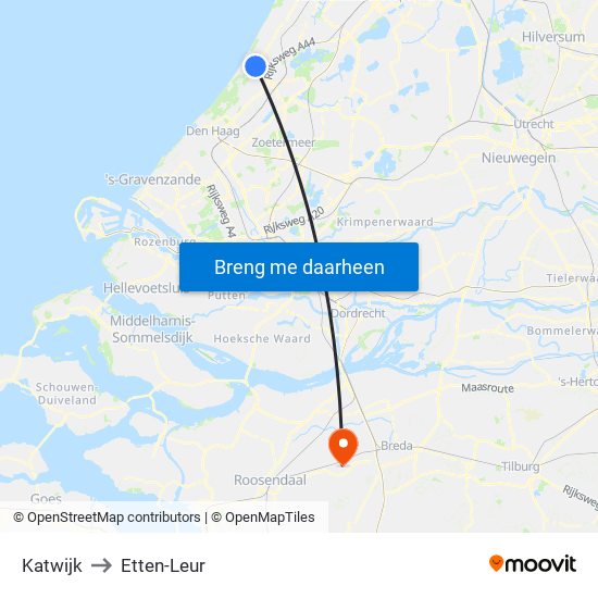 Katwijk to Etten-Leur map