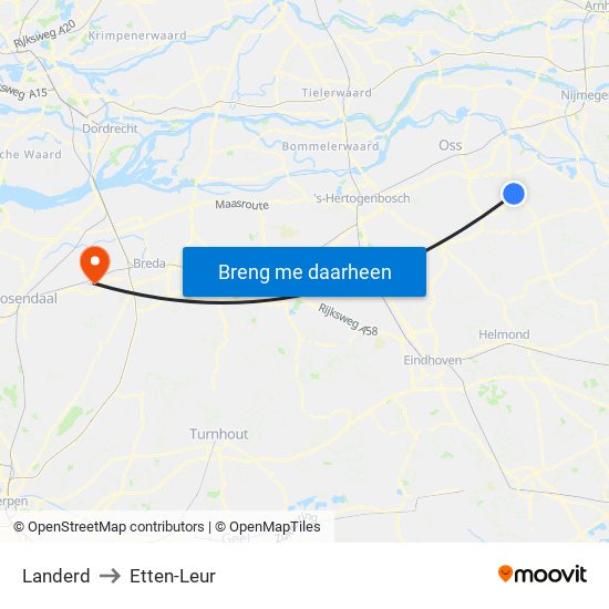 Landerd to Etten-Leur map