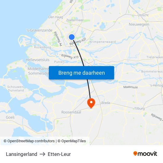 Lansingerland to Etten-Leur map