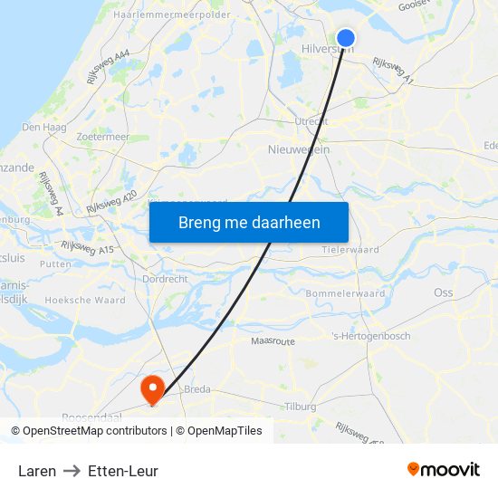 Laren to Etten-Leur map