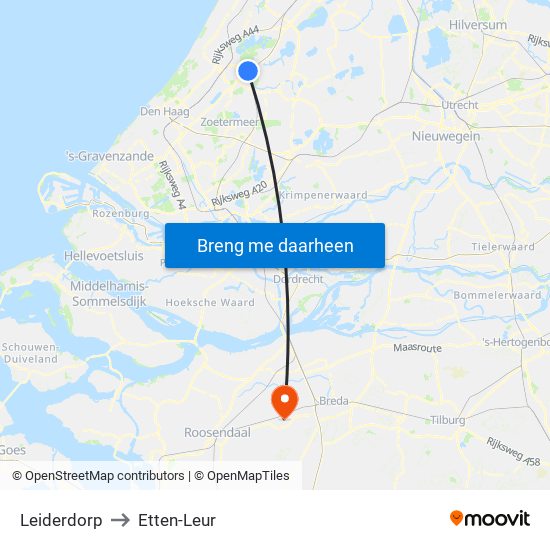 Leiderdorp to Etten-Leur map