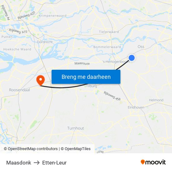 Maasdonk to Etten-Leur map