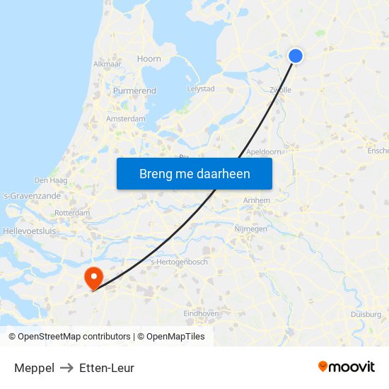 Meppel to Etten-Leur map