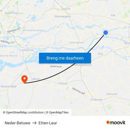 Neder-Betuwe to Etten-Leur map