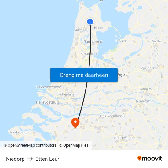 Niedorp to Etten-Leur map