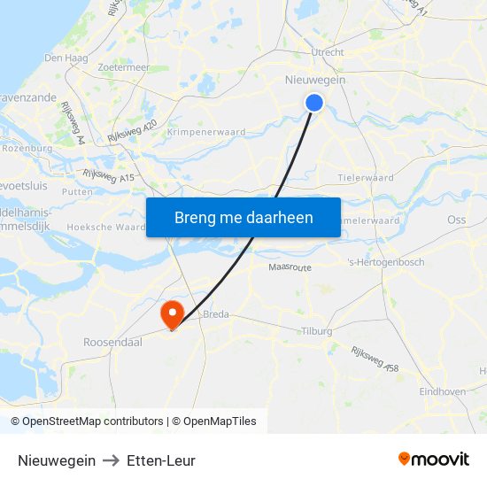 Nieuwegein to Etten-Leur map