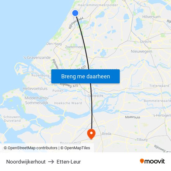 Noordwijkerhout to Etten-Leur map