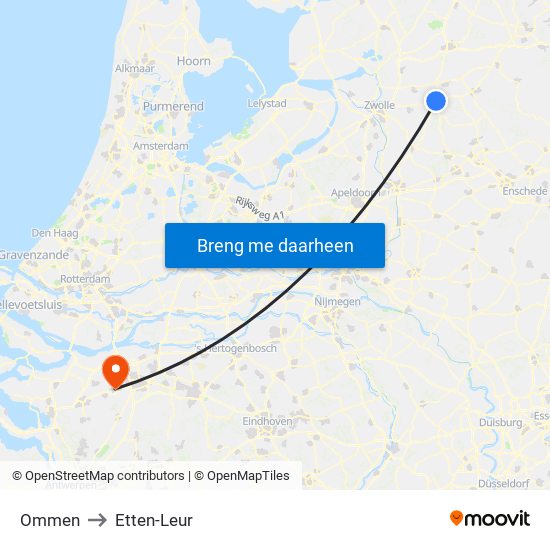 Ommen to Etten-Leur map